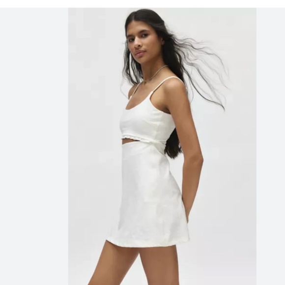 LOVESHACKFANCY MEDIUM M White Cloud Chaser Bow Print Astoria Cut-Out Dress flaw - Picture 2 of 6